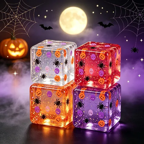 Halloween Squishy Toy Slow Rebound Maltose Square Ice Cube Pumpkin Spider Decompression Sensory Fidget Toy