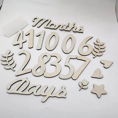 Houten Baby Mijlpaal Fotografie Rekwisieten Letter en Cijfer Wanddecoratie Pasgeboren Maand Dag Verjaardagsfeestje Hout