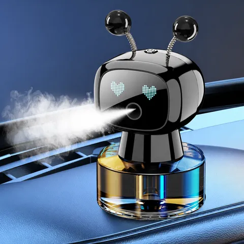 Difusor ultrasónico de carga USB de ambientador de robot de aromaterapia de coche inteligente adorno de perfume de interior de vehículo
