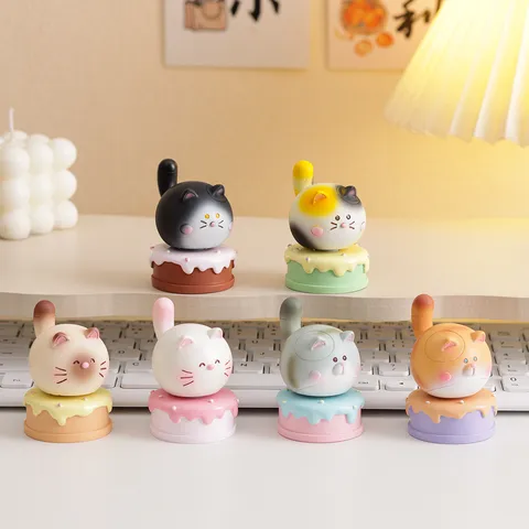 Lindo Gato Giratorio Descompresión Resina Estatuilla Animal De Dibujos Animados Escritorio Adorno Juguete De Tendencia Regalo Para Oficina Y Hogar