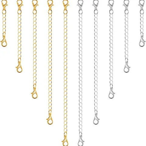 DIY Necklace Extension Chain Metal Gold Silver Plated Lobster Clasp Extender Chains Jewelry Making Accessories