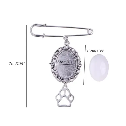 DIY Photo Frame Brooch Alloy Vintage Oval Tray Pin Blank Settings Family Memorial Jewelry Accessories