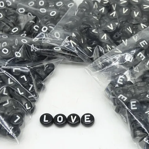 DIY Jewelry Making Acrylic Letters Beads 26 Alphabet Flat Round Beads For Bracelets Necklaces Craft Supplies