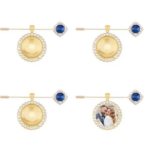 Alloy Rhinestone Time Gem Photo Frame Tray Brooch DIY Wedding Bouquet Pendant