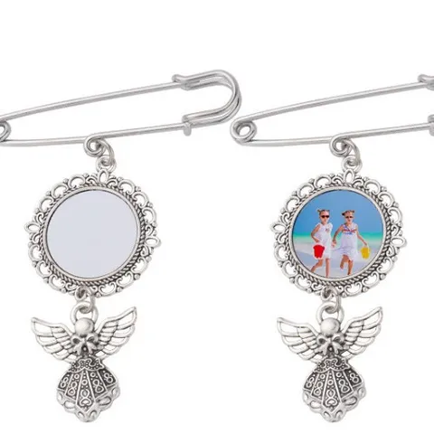 DIY Fotolade Brooch Speld Blanka Basis Ronde Lade Engel Hanger Afstuderen Herdenking Sieraden Accessoires