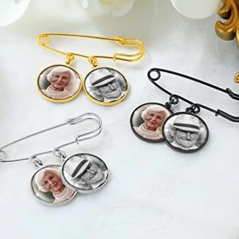 Vintage Alloy Time Gem Photo Brooch Pin Graduation Memorial Gift Multi-Photo Pendant Brooches Jewelry For Women Men