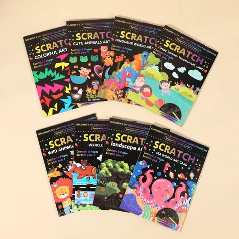 Niños Magia Rasca y Gana Arte Pintura Conjunto Dibujos Animados DIY Creativo Arco Iris Rascar Papel Libros Educativos Dibujo Juguetes Para Niños
