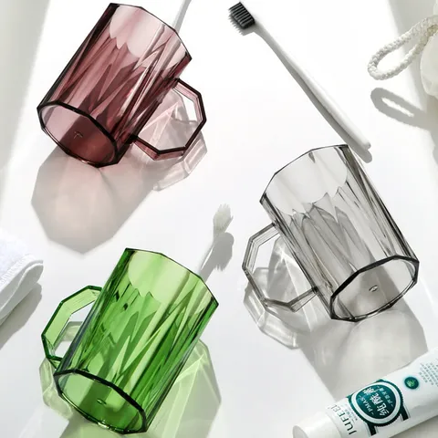 Huishouden Plastic Mondspoelbeker Geometrisch Facet Tandenborstelhouder Eenvoudig Stel Wasbeker Badkamer Beker