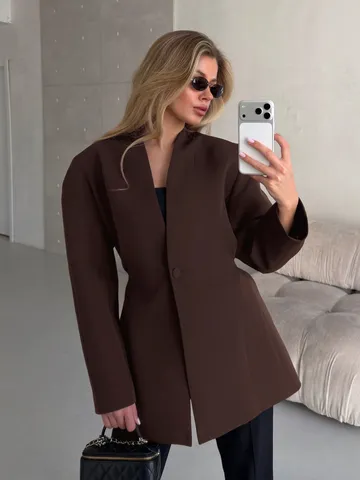 Women's V-Neck Slim Fit Blazer Jacket Polyester Spandex Commuter Waist-Hugging Long Sleeve Suit Jacket Solid Color Office Work Wear