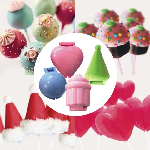 DIY Cake Pop Mold Heart Round Star Christmas Tree Shape Lollipop Rice Ball Maker Plastic Kitchen Baking Tool