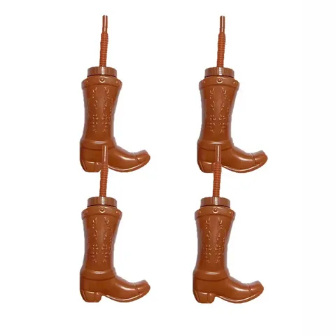 Plastik Cowboy Stiefel Trinkbecher Mit Strohhalm Und Deckel Western Thema Partybedarf Neuheit Trinkgeschirr Becher Für Party