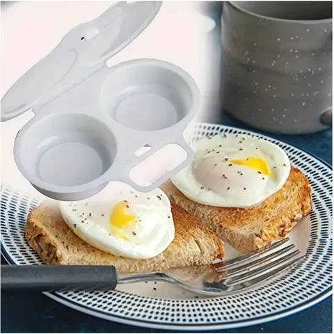 Microwave Egg Boiler Double Cavity Plastic Egg Cooker Food Grade PP Material Kitchen Cooking Tool White Dark Gray