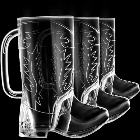 Creative Cowboy Boot Shape Beer Mug Plastic Drinking Cup With Handle Embossed Texture For Bar Party Home Kitchen