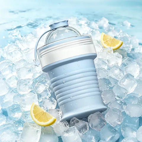 Portable Foldable Silicone Ice Ball Maker Water Bottle Leakproof Travel Drinkware Outdoor Camping Ice Sphere Cup