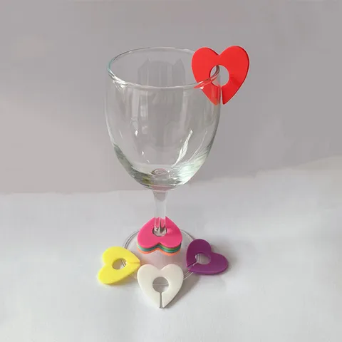 Marcatori Creativi per Bicchieri da Vino in Silicone Identificatori di Bevande Ciondoli di Vetro per Festa