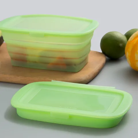 Collapsible Silicone Food Storage Container Airtight Lunch Box Portable Foldable Bento Box for Kitchen Travel Meal Prep