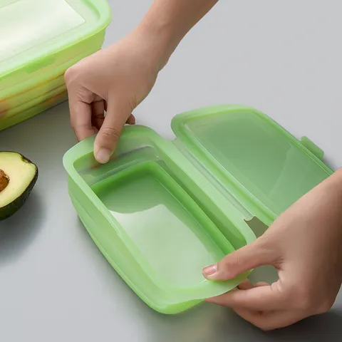 Collapsible Silicone Food Storage Container Airtight Lunch Box Portable Foldable Bento Box for Kitchen Travel Meal Prep