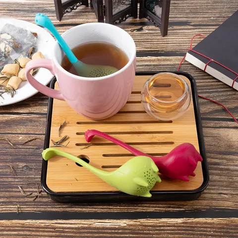 Cute Silicone Loch Ness Monster Tea Infuser Creative Animal Shaped Loose Leaf Tea Strainer Cute Kitchen Gadget Teaware Gift