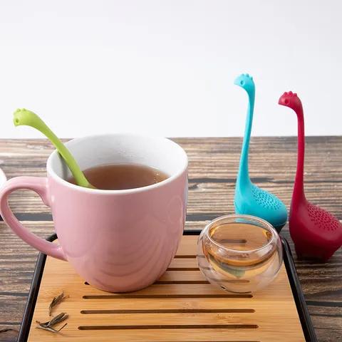 Cute Silicone Loch Ness Monster Tea Infuser Creative Animal Shaped Loose Leaf Tea Strainer Cute Kitchen Gadget Teaware Gift