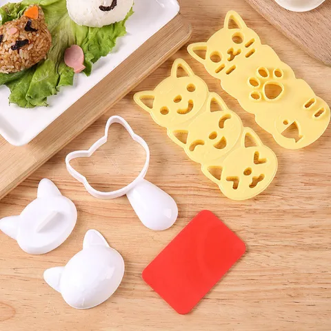 Cute Cartoon Animal Rice Ball Mold Plastic DIY Sushi Maker Bento Accessories For Kids Food Grade Cat Dog Rabbit Bear Panda Shape