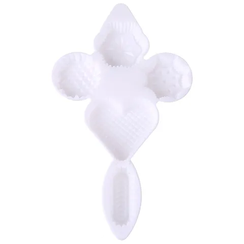 Hand Pressed Mooncake Mold Set Heart Round Flower Pattern Mung Bean Cake Pastry Press ABS Plastic DIY Baking Tool White