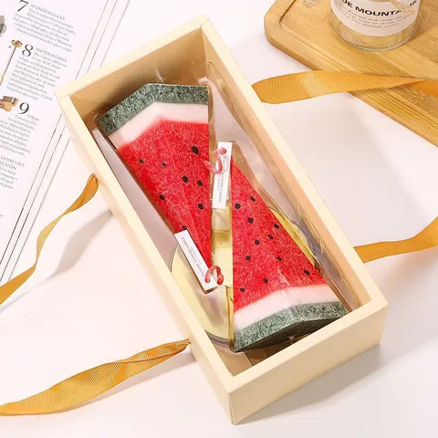 Kreative Wassermelone Duftkerze Sojawachs Simulationsfrucht Form Aromatherapie Kerze Raumdekor Tischakzent Geschenk Raumduft