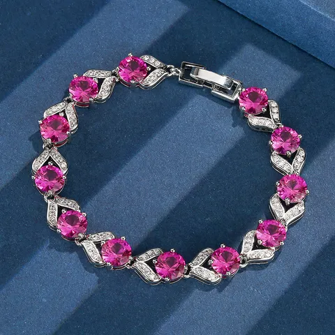 Bracciale Rotondo in Rame Placcato Oro Vintage con Strass Intarsiati per Donna Lussuoso Bracciale a Catena con Design a Foglia di Corindone Simulato Retro Gioielli
