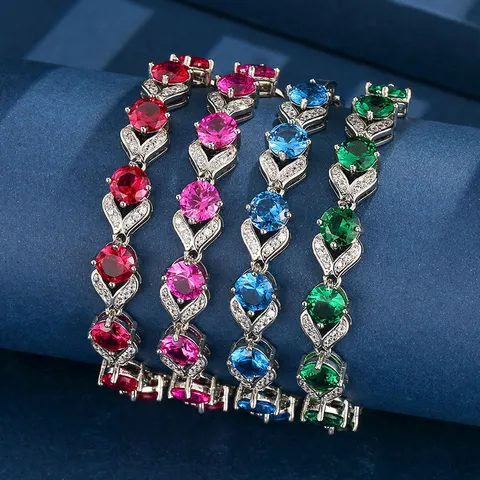 Bracciale Rotondo in Rame Placcato Oro Vintage con Strass Intarsiati per Donna Lussuoso Bracciale a Catena con Design a Foglia di Corindone Simulato Retro Gioielli