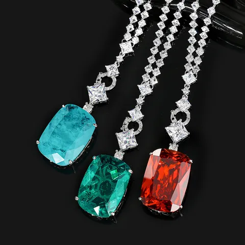 Collier Pendentif Géométrique Carré En Cuivre Plaqué Or De Luxe Strass Grand Cristal Gemme Simulée Ras Du Cou Mode Fête Bijoux Pour Femmes Hommes