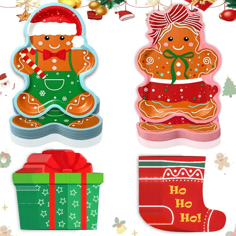 Weihnachten Lebkuchenmann Thema Party Dekoration Geschirr Pappteller Becher Servietten Festliche Partybedarf