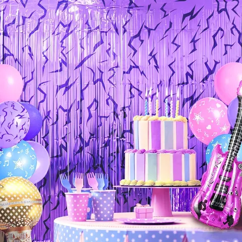 Lametta Vorhang Metallic Lila Blitz Muster Tinsel Türvorhang Für Geburtstag Hochzeit Kpop Thema Party Hintergrund Wand Dekoration