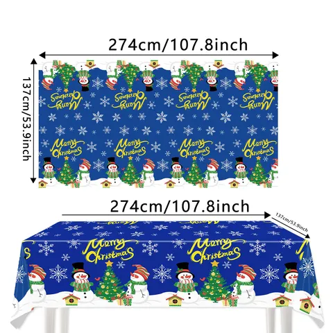 Weihnachten Schneemann Baum Kunststoff Einweg Tischdecke Wasserdicht Rechteck Party Tischdecke Zuhause Festliche Tischdeko