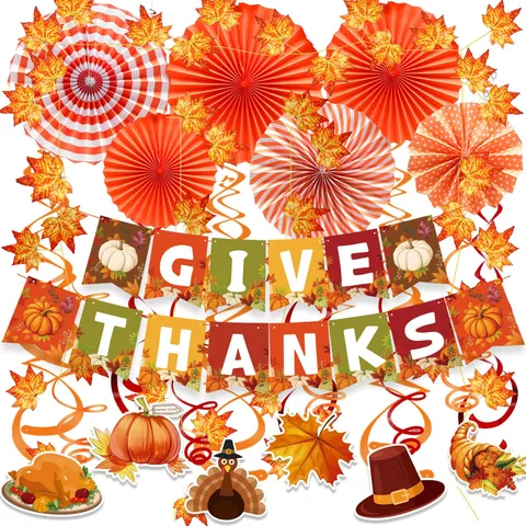 Thanksgiving Thema Party Dekoration Kollektion Ahornblatt Papierfächer Spiral Hängende Wirbel Für Herbst Festival Haus Layout Zubehör Herbst Feier Dekor