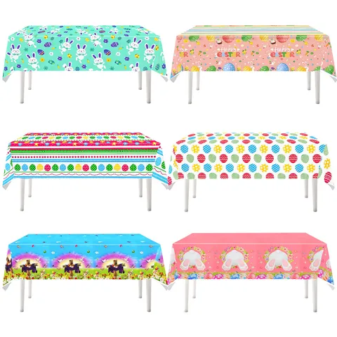 Frohe Ostern Einweg Kunststoff Tischdecke Süßer Hase Bunte Eier Druck Tischabdeckung Für Zuhause Feiertag Party Dekoration Bedarf