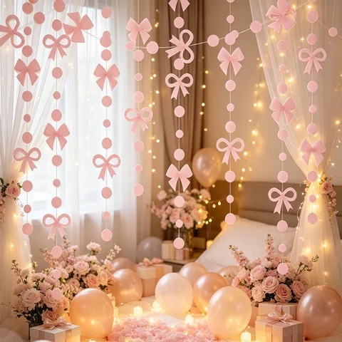 Laser Verlauf Schleife Kreis Papier Girlande Banner Für Geburtstag Party Hintergrund Dekoration Traumhafte Zimmer Hängen Ornament Party Zubehör