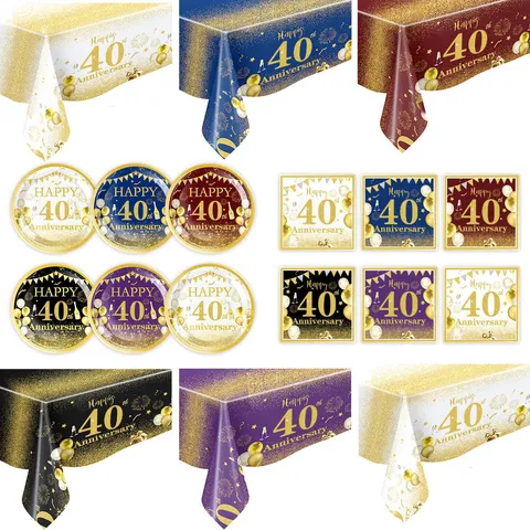 Herzlichen Glückwunsch Zum Geburtstag Party Geschirr Weißgold Jubiläum Einweg Papierteller Serviette Becher Tischdecke Party Zubehör