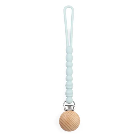 Newborn Infant Pacifier Clip Chain Silicone Beaded Teething Toy Wooden Pacifier Holder Soother Chain