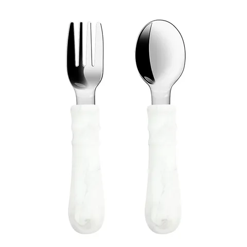 Stainless Steel Silicone Baby Spoon And Fork Training Tableware Set Infant Self Feeding Cutlery Kids Utensils