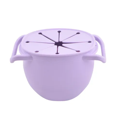 Silicone Foldable Snack Cup Portable Baby Snack Container with Handle Food Grade Silicone Leakproof Baby Feeding Bowl