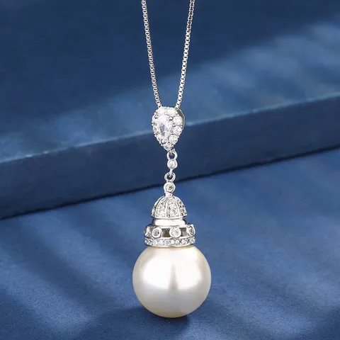 Elegante Set Gioielli Perle Artificiali in Rame Placcato Oro Pendente Goccia con Nappa Collana Orecchini da Donna per Festa Banchetto Matrimonio