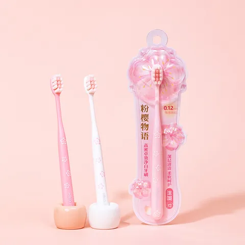 Adult Deep Cleaning Toothbrush Soft Bristles Cherry Blossom Handle Oral Care Dental Whitening Manual Toothbrush