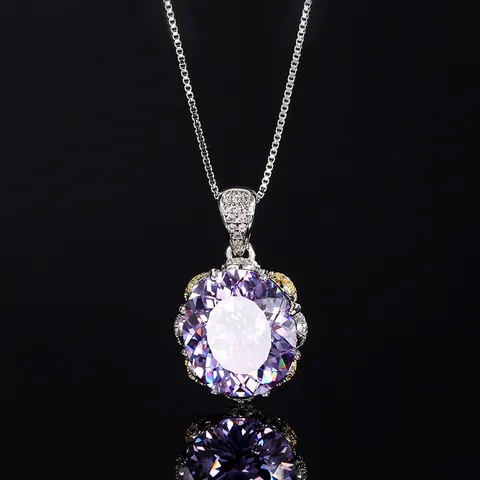 Light Luxury Bird Nest Design Oval Gemstone Pendant Necklace Adjustable Opening Ring Jewelry For Women Anniversary Gift