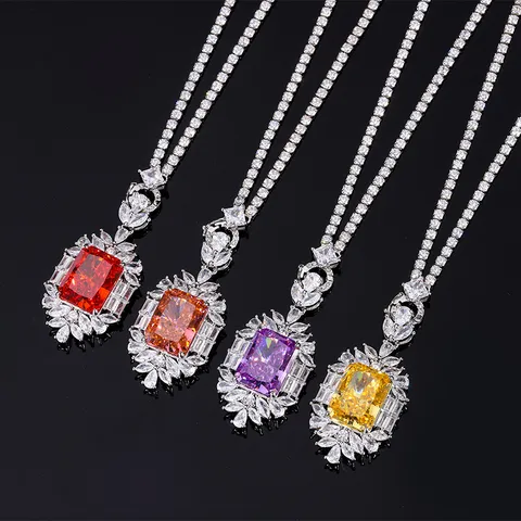 Collana con Ciondolo in Rame con Strass di Lusso Taglio Fiore di Ghiaccio Cristallo Intarsiato Gioielli Geometrici per Donna Regalo di Compleanno Banchetto