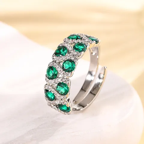 Anello Aperto in Rame Placcato Oro Vintage per Donna Rubino Sintetico Zaffiro Strass Retrò Anello Regolabile Gioielli