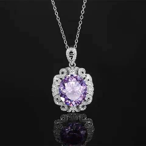Set di Gioielli con Anello e Collana con Ciondolo in Gemma Colorata Ovale a Nido d Uccello in Rame Placcato Oro Vintage Splendidi Gioielli da Palazzo con Strass per Festa di Matrimonio Donna