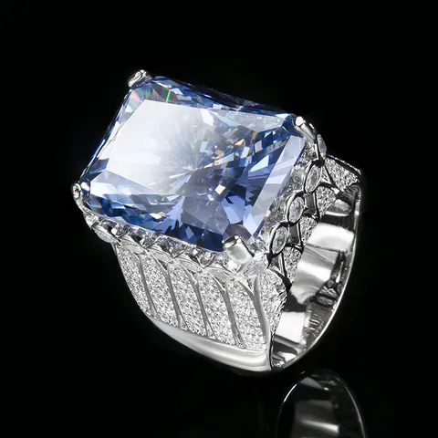 Lussuoso Anello con Strass Quadrati Taglio Radiant Anello a Fascia in Rame Placcato Oro per Donna Gioielli Geometrici alla Moda Regalo Anello al Dito