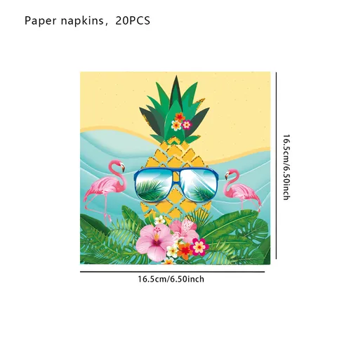 Tropische Hawaïaanse Flamingo Papierservietten Bedrukt Cartoon Dieren Bladeren Thema Creatieve Servietten Voor Verjaardag Feest Decor