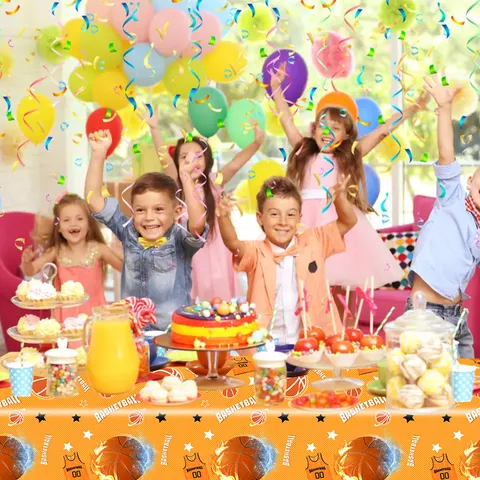 Basketball Thema Geburtstag Party Dekoration Set Sport Jungen Partybedarf Einweg PE Tischdecke Aluminiumfolie Ballon Kuchen Topper Für Party Deko
