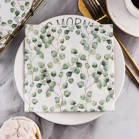 Eucalyptus Bladeren Verjaardagsfeest Servetten Aquarell Groen Papier Servies Voor Bruiloft Baby Shower Feest Decoratie