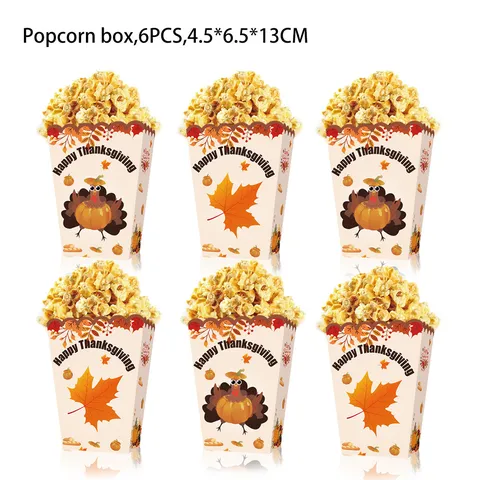 Thanksgiving Party Supplies Turkey Pumpkin Maple Leaf Paper Popcorn Boxes Candy Box Gift Bag Festival Poster Decoration Set